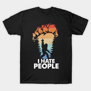 Vintage I Hate People Funny Bigfoot Rock T-Shirt